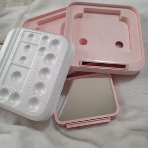 Lot of 2 Vintage Mary Kay Consultant Pink Mirrors Party Travel 2 Sided Standing